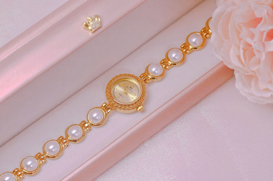 UTHAI Watch For Women Small Fragrance Medieval Luxury Pearl Bracelet Watch Temperament Waterproof Ladies Fashion Quartz Watches