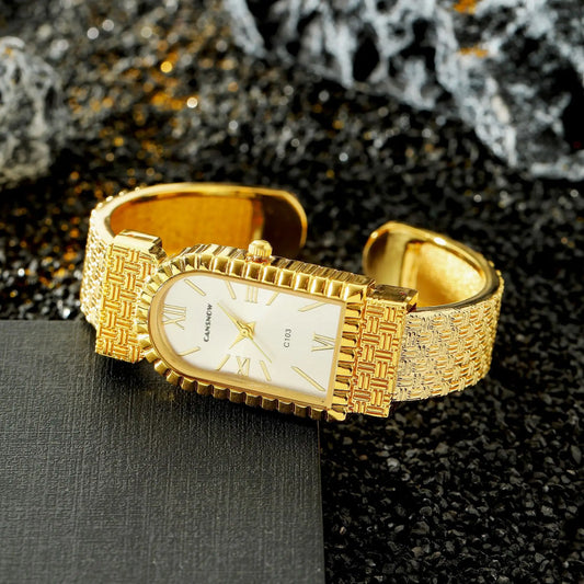 UTHAI W82 Women's Bracelet Watch Fashion Light Luxury Diamonds Small Square Quartz Watches Ladies Metal Wristwatch Jewelry