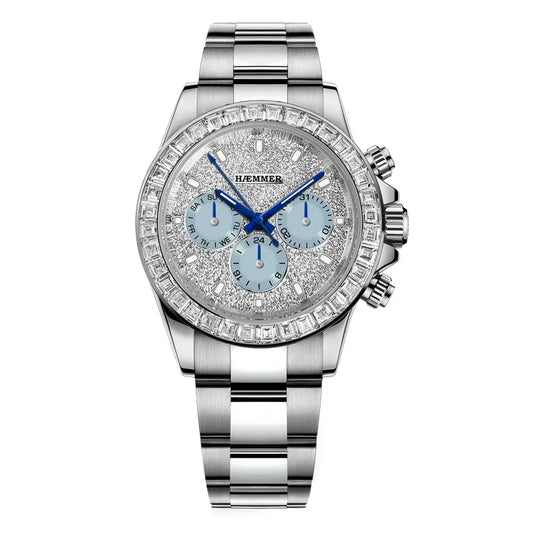 2024 HAEMMER New Men's Watch Luxury Automatic Watch Men's Stainless Steel Multi functional Mechanical Watch Diamond Waterproof