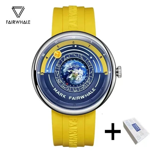 Fairwhale Watches for Man 5700 Mens Watch Fashion Planet Design Dial Silicone Strap Waterproof Quartz Wristwatches Reloj Hombre