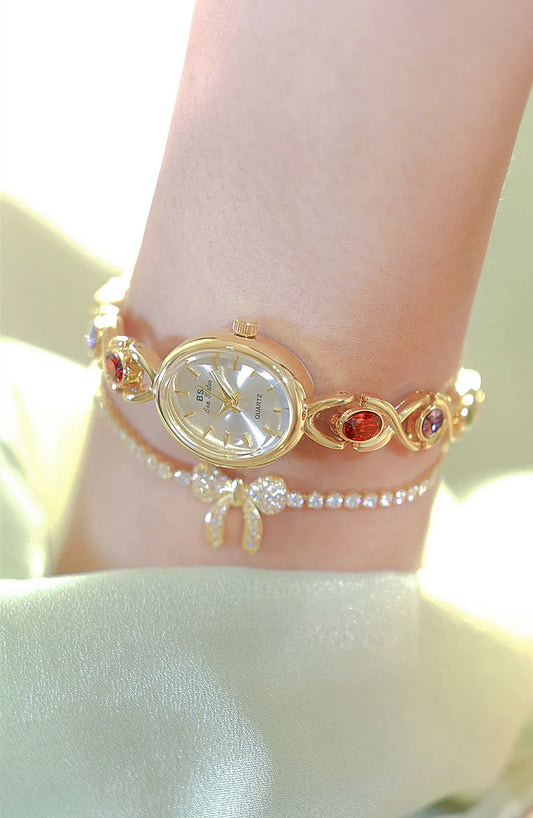 UTHAI Watch For Women Light Luxury Brand Retro Oval Rainbow Bracelet watches Waterproof Ladies Fashion Quartz Clock Wristwatches
