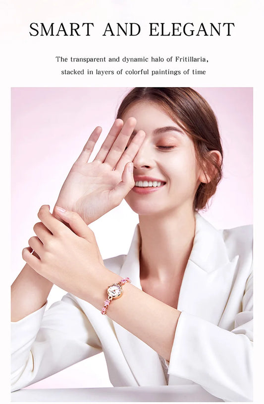 UTHAI W57 Fritillaria Fashion Light Luxury Crystal Watch Women's Exquisite Slim Bracelet Watches Waterproof Ladies Clock Gift