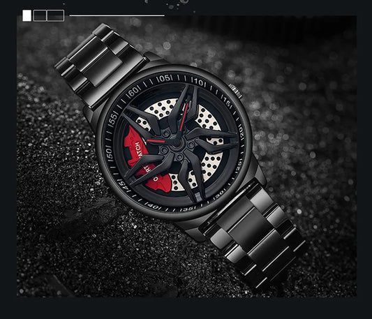UTHAI L72 Watch For Men Cool Wheel Watch Luxury High Quality Male's Quartz Watches Hollow out 360 ° Rotary Dial Waterproof Clock