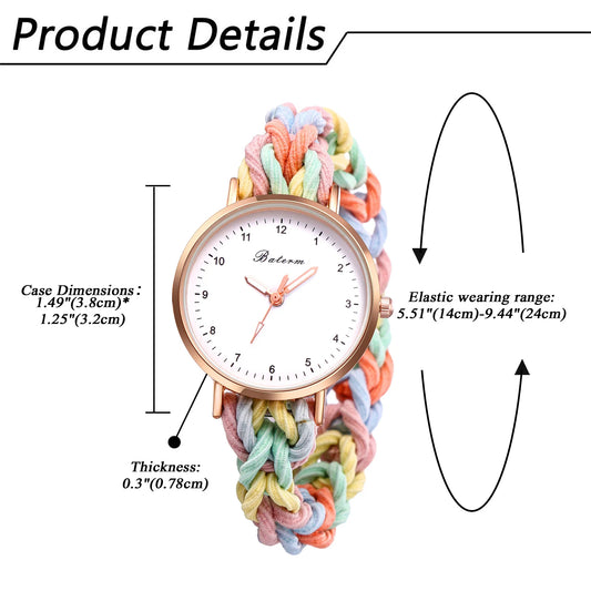 LANCARDO Quartz Braided Scrunchie Watch Elastic Rope Watch Digital Dial Women Multi-functional Ultra-thin Student Bracelet Watch
