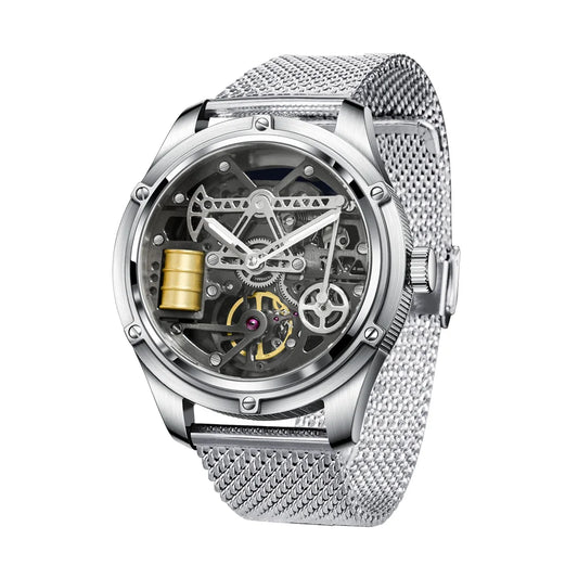 Pindu Men's New Mechanical Watch Leather Sapphire Crystal Commercial Men's Watch Miyota 8215 Automatic Watch 50m Waterproof
