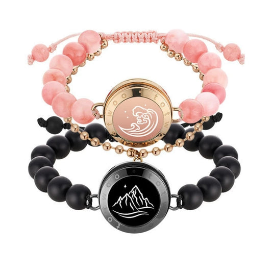 Totwoo long distance touch Bracelets for Couples Long Distance light up&Vibrate Moutain&Sea Love Bracelets Smart Jewelry sets