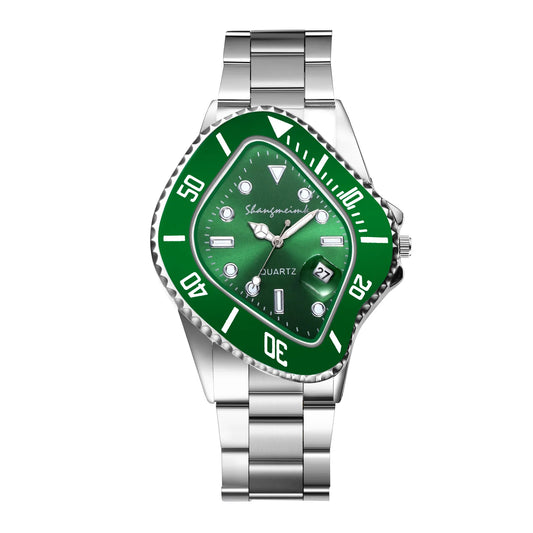 LANCARDO Men Novelty Irregular Dial Magnifier Date Lumious Hands Wrist Watch Quartz Polka Dot Shaped Case Casual Business Watch