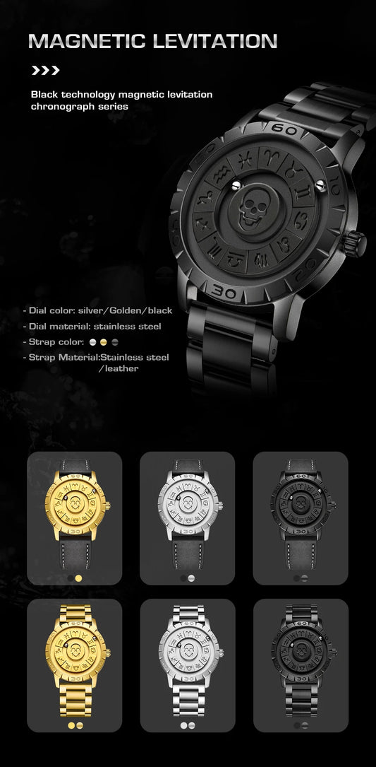 FOXBOX Men Watch LIGE Brand Creative Stainless Steel Band Scrolling Beads Quartz Watches for Men Magnetic Force Waterproof Clock