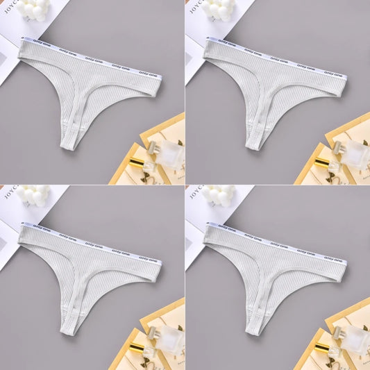 4PCS Sexy Erotic Women's Thong Solid Color Cotton Women's Panties Soft Skin Friendly Women's Underwear Seamless Cute Lingerie
