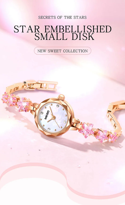 UTHAI W57 Fritillaria Fashion Light Luxury Crystal Watch Women's Exquisite Slim Bracelet Watches Waterproof Ladies Clock Gift