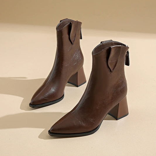 Fashionable and Comfortable New Casual Knight Boots for Women Autumn and Winter Pointed Sexy Elegant High-heeled Short Boots