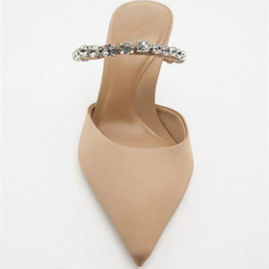 Fashionable Elegant Sexy Banquet High Heels Summer New Pointed Toe Slim Heels Comfortable Temperament Slippers for Women