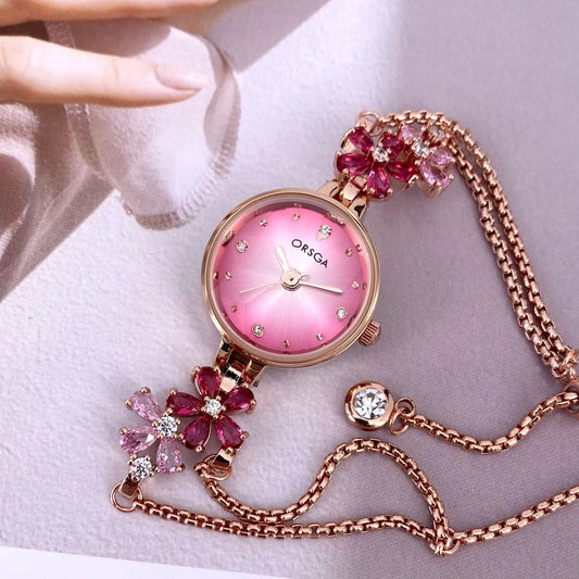 UTHAI Women's Watch Brand Light Luxury Violet Bracelet Chain Wristwatch Green Red Waterproof Ladies Fashion Clock Watches Gift