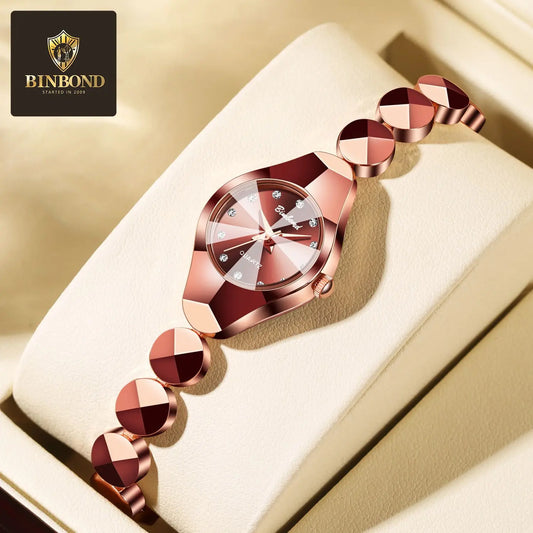 BINBOND 220 Women's Watch Waterproof High End Exquisite Bracelet Fashion Ins Style Light Luxury Quartz Watches for Woman Часы