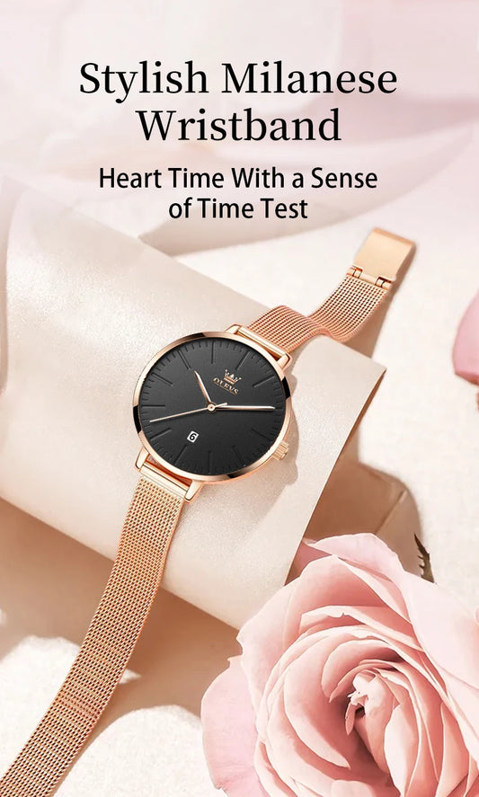 OLEVS Luxury Fashion Watch for Women Rose Gold Waterproof Quartz Ladies Wristwatch Original Simple Women's Watches Montre Femme
