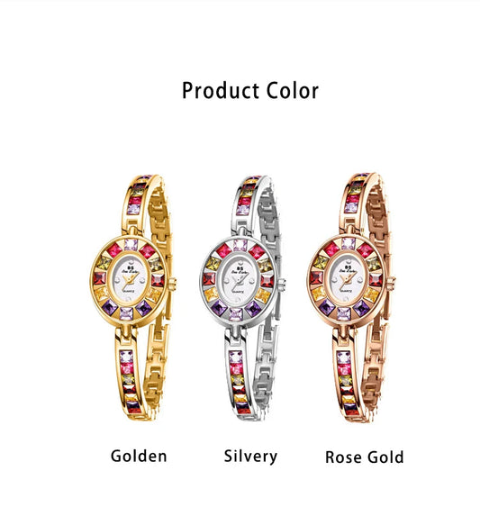 UTHAI Women's Chain Watch Brand Light Luxury Gold Gradient Rainbow Bracelet Waterproof Ladies Fashion Quartz clock Watches Gift