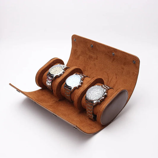 3 Slots Grids Watch Box Roll Travel Case Chic Portable Vintage Leather Display Storage Boxes High Quality Gift Watch Case