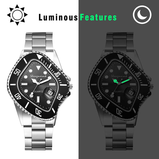 LANCARDO Men Novelty Irregular Dial Magnifier Date Lumious Hands Wrist Watch Quartz Polka Dot Shaped Case Casual Business Watch
