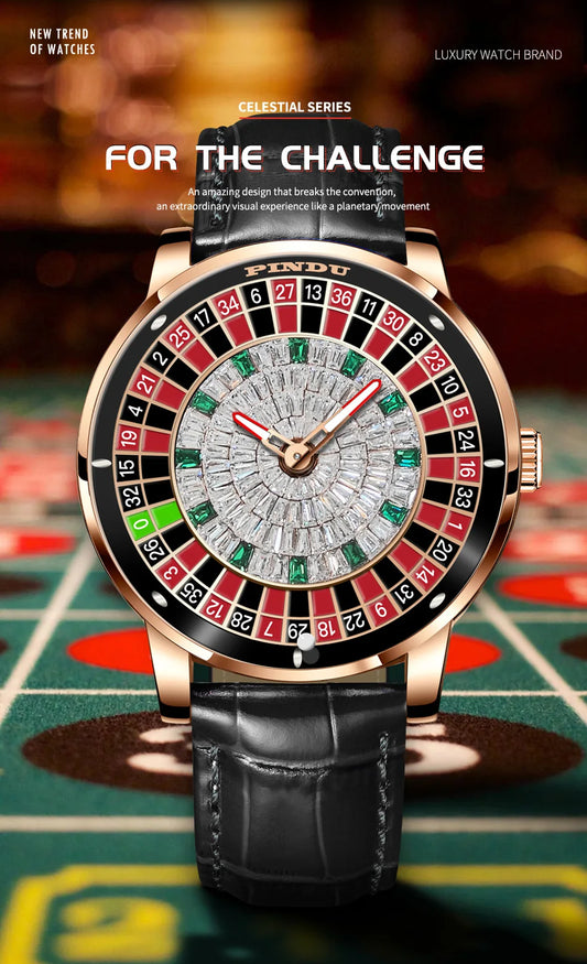 2024 New NH35 Automatic Mechanical Wristwatches Las Vegas Roulette PINDU Watch Diamond Luminous Pointer  Jacob & Co Montre Homme