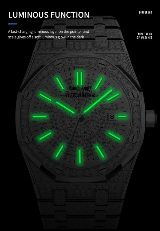 HAEMMER Luxury Men's Automatic Watch Top Brand Mechanical Frame Original Silver Fashion Watch Waterproof Clock Relogio Masculin