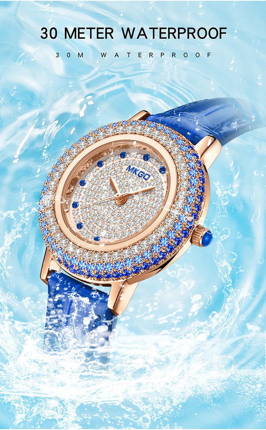 UTHAI W43 New Women's Brand Quartz Watch Luxury Full Diamond Jewelry Crystal Gem Scale Waterproof Leather Band Ladies Watches