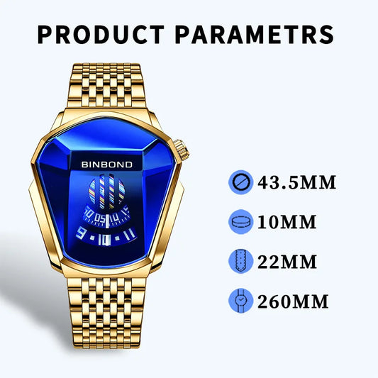 UTHAI Men Watch Trendy Motorcycle Concept Wristwatch Black Technology Watch Steel Waterproof Male Fashion Quartz Watches Has Box