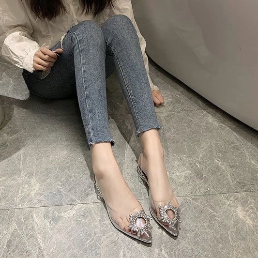 Spring and Autumn Fashion New Sexy Banquet Transparent Comfortable Crystal Women's High Heels Zapatos Mujer