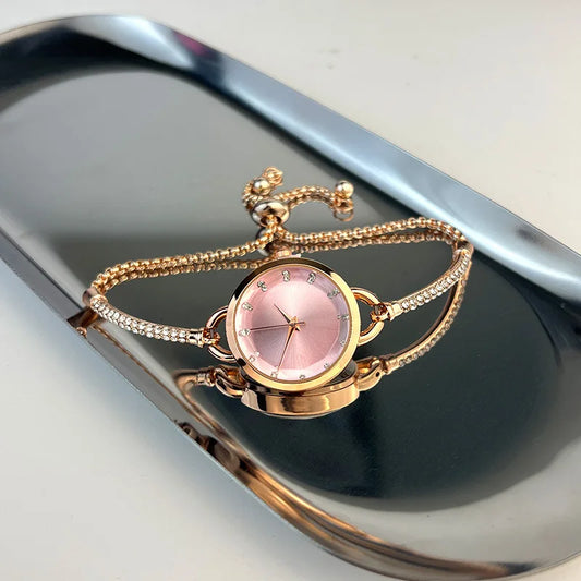 UTHAI V4 New Women's Quartz Watches Water Diamond Female's Wristwatch Small Dial Slim Adjustable Jewelry Girl Watch Bracelet