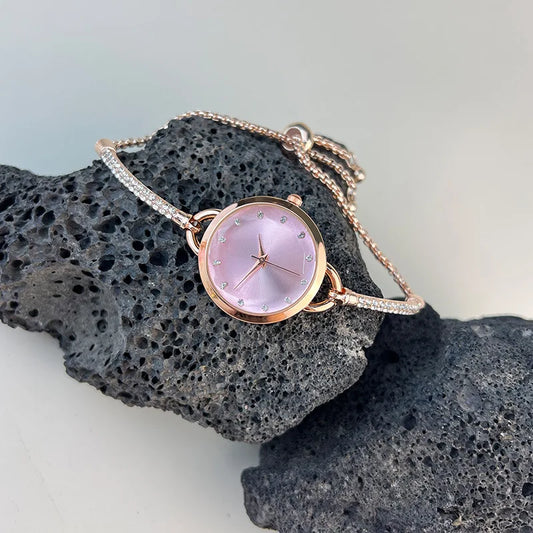 UTHAI V4 New Women's Quartz Watches Water Diamond Female's Wristwatch Small Dial Slim Adjustable Jewelry Girl Watch Bracelet