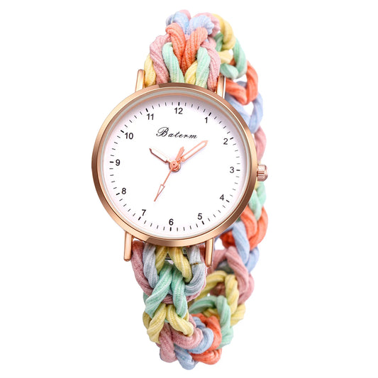LANCARDO Quartz Braided Scrunchie Watch Elastic Rope Watch Digital Dial Women Multi-functional Ultra-thin Student Bracelet Watch