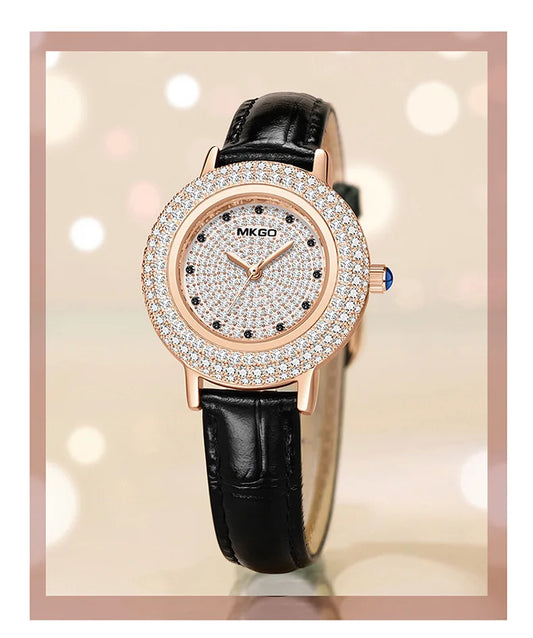 UTHAI W43 New Women's Brand Quartz Watch Luxury Full Diamond Jewelry Crystal Gem Scale Waterproof Leather Band Ladies Watches