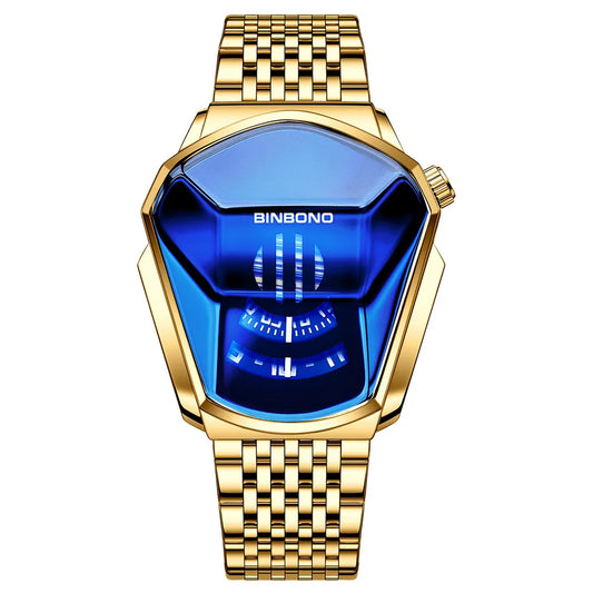 UTHAI Men Watch Trendy Motorcycle Concept Wristwatch Black Technology Watch Steel Waterproof Male Fashion Quartz Watches Has Box