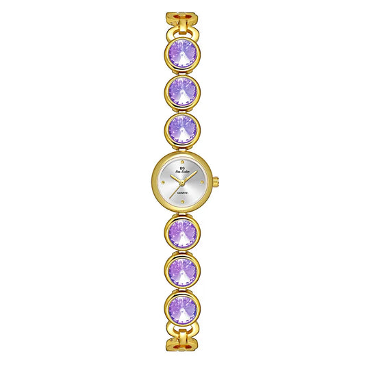 UTHAI Women's Watch Light Luxury Champagne Gold Purple Satellite Bracelet Waterproof LadiesFashion Quartz Clock Watches Gift