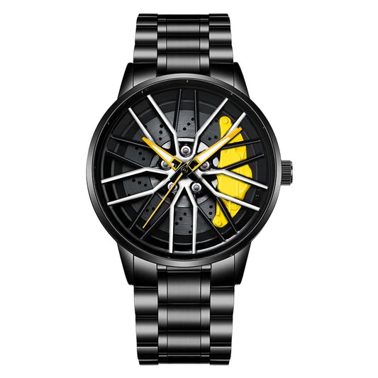 VA VA VOOM LT01 Cool Sports Car Wheel Elements Come Running Quartz Luminous Waterproof Steel Belt Watches for Man Reloj Hombre