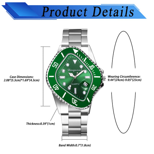 LANCARDO Men Novelty Irregular Dial Magnifier Date Lumious Hands Wrist Watch Quartz Polka Dot Shaped Case Casual Business Watch