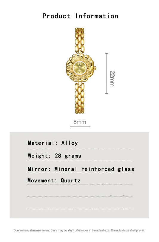UTHAI Women's Watch Brand Light Luxury Medieval Gold Camellia Bracelet Wristwatch Waterproof Ladies Fashion Quartz Watches Gift