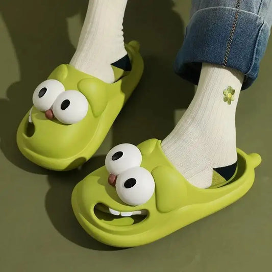 Tongue Slippers Big Eye Dog Slippers Cute Funny Big Eye Dog Fun Cartoon Package Head Eva Slippers for Women