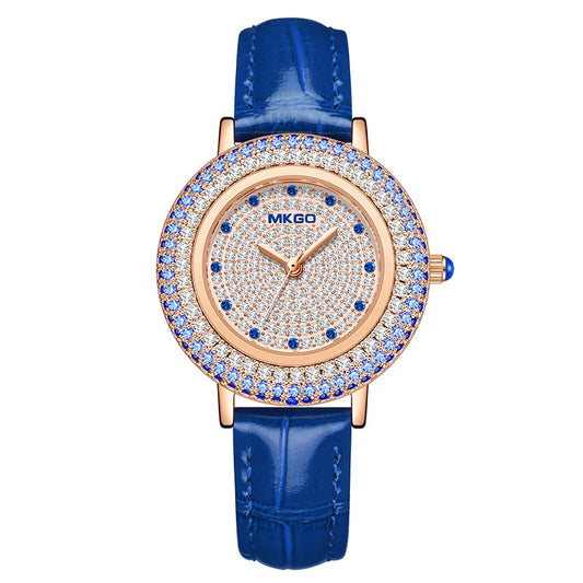 UTHAI W43 New Women's Brand Quartz Watch Luxury Full Diamond Jewelry Crystal Gem Scale Waterproof Leather Band Ladies Watches