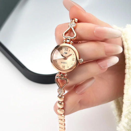 Women's Watch Compact and Exquisite Rose Love Bracelet Watch for Girls and Students Fashion quartz High Beauty Watch