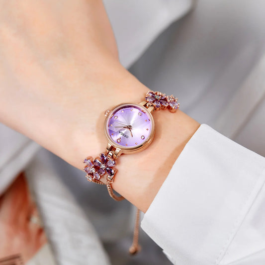 UTHAI Women's Watch Brand Light Luxury Violet Bracelet Chain Wristwatch Green Red Waterproof Ladies Fashion Clock Watches Gift