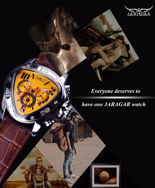JARAGAR 951 Top Class Men's Mechanical Watches Design Leather Strap Three Needles Automatic Waterproof Mechanical Watch for Men