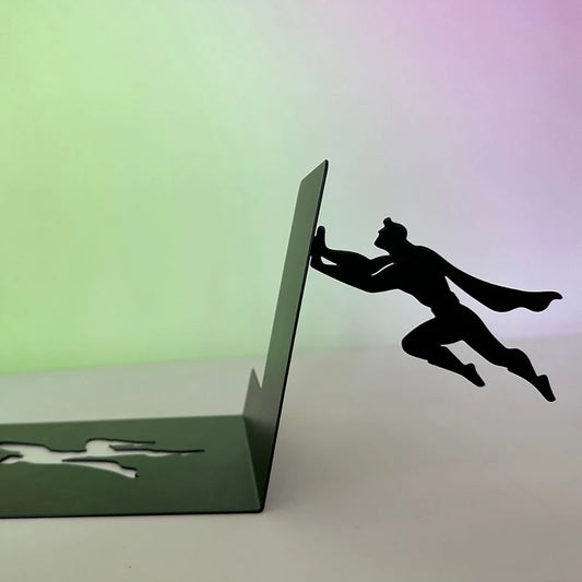 Creative Super Hero Bookshelf Figurines Metal Book Storage Display