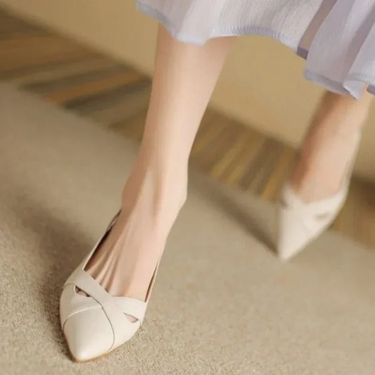 New Elegant Comfortable and Fashionable Sandals Summer Solid Color Hollow Pointed Toe Breathable Casual Party High Heels