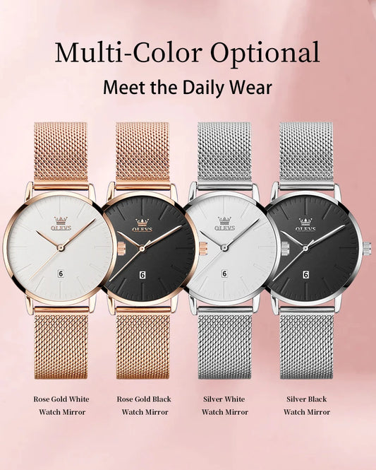 OLEVS Luxury Fashion Watch for Women Rose Gold Waterproof Quartz Ladies Wristwatch Original Simple Women's Watches Montre Femme
