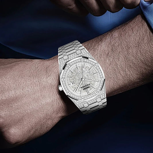 HAEMMER Luxury Men's Automatic Watch Top Brand Mechanical Frame Original Silver Fashion Watch Waterproof Clock Relogio Masculin