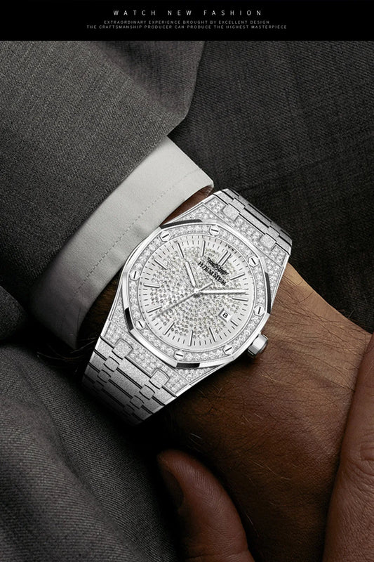 HAEMMER Luxury Men's Automatic Watch Top Brand Mechanical Frame Original Silver Fashion Watch Waterproof Clock Relogio Masculin