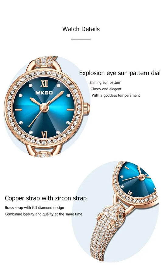2025 Ladies Fashion Quartz Watch Waterproof Luxury Diamond Inlaid Charming Bracelet Jewelry Full of Sparkling Stones for Women