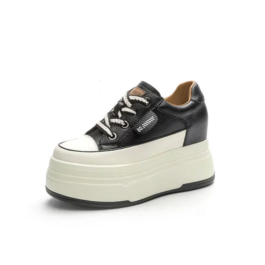 Fujin 9cm Cow Suede Genuine Leather Women Vulcanized Shoes Platform Wedge Skate Boarding High Brand Heels Casual Summer Shoes
