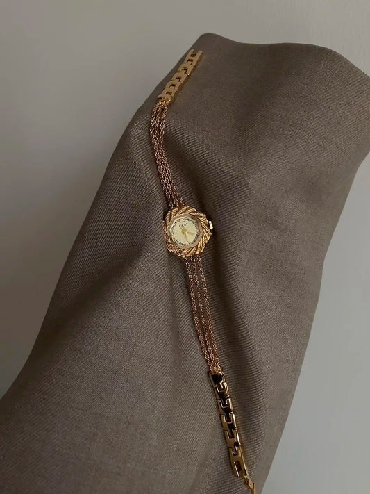 2025 New Vintage Women's Watch Luxury High end Vintage Watch Gold Plated Bracelet Personalized Creative Jewelry