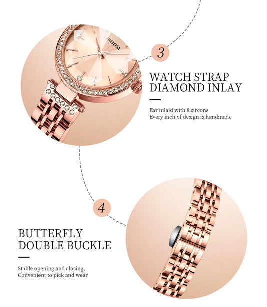 NIBOSI Simple Romantic Female Watch Rhinestone Dial Rhombus Stainless Steel Luxury Lady Quartz Wristwatches Relogio Feminino